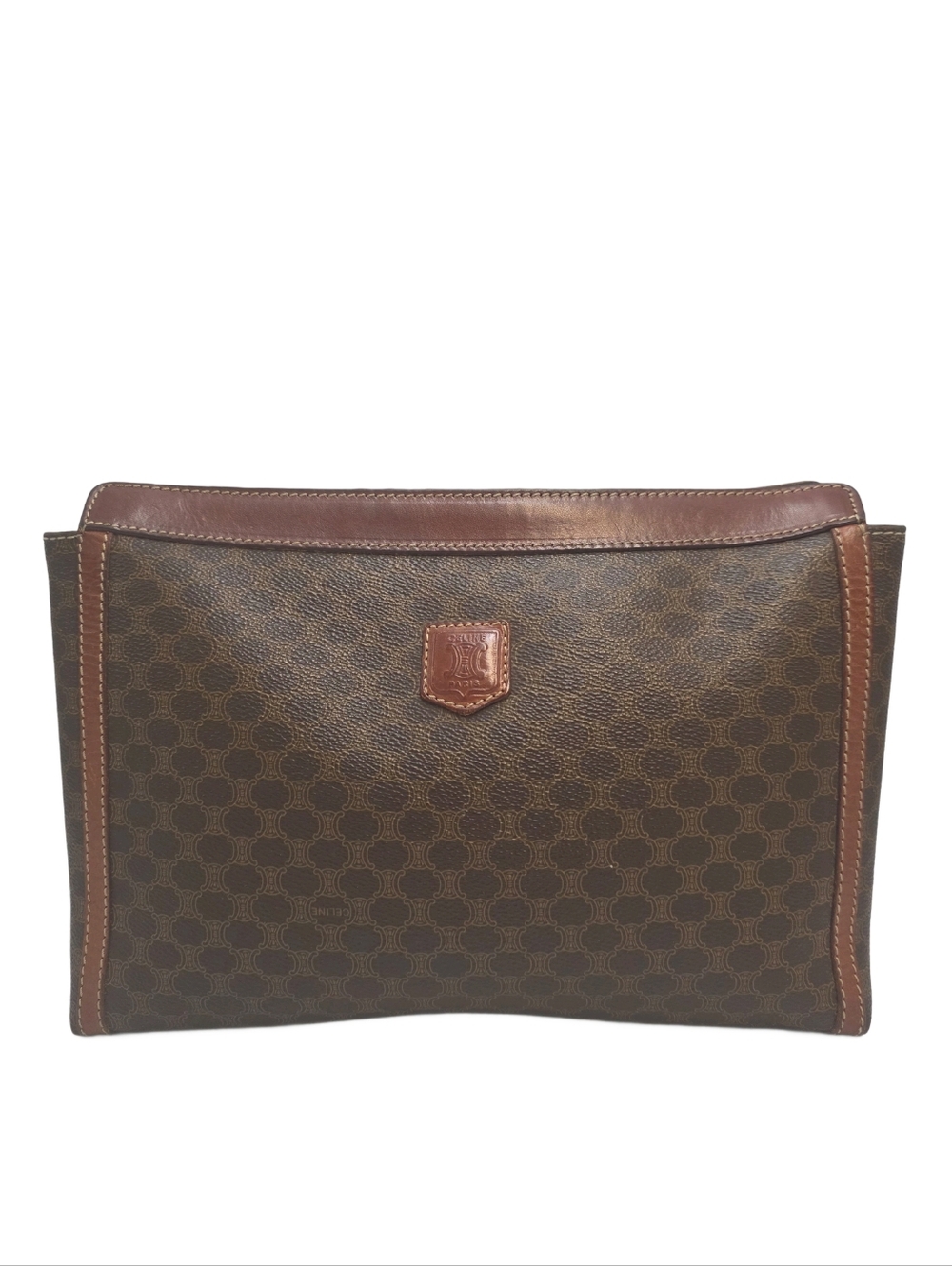 Authentic Vintage Celine Macadam Canvas Leather Clutch Bag Made in Italy M09